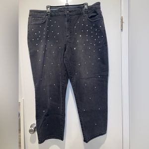 MOVING SALE Inc. Black straight jeans with rhinestones